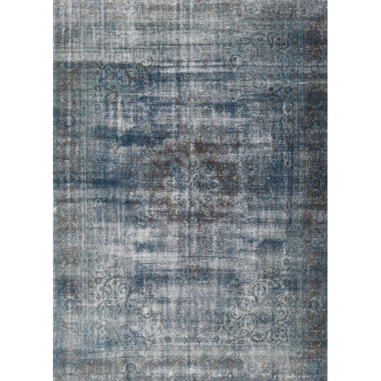 One Allium Way® Oriental Wool Blue/Gray Area Rug Wayfair